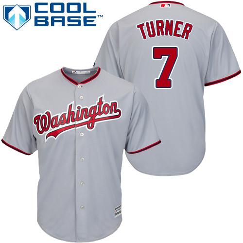 Nationals #7 Trea Turner Grey Cool Base Stitched Youth MLB Jersey
